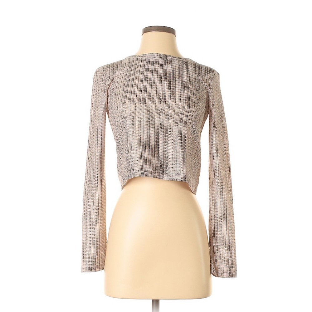 ZARA Metallic Long Sleeve Top Blouse NWOT
